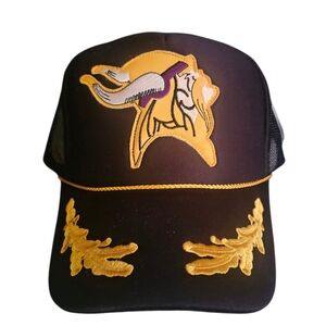 Custom Black and Gold Embroidered Minnesota Vikings Cap